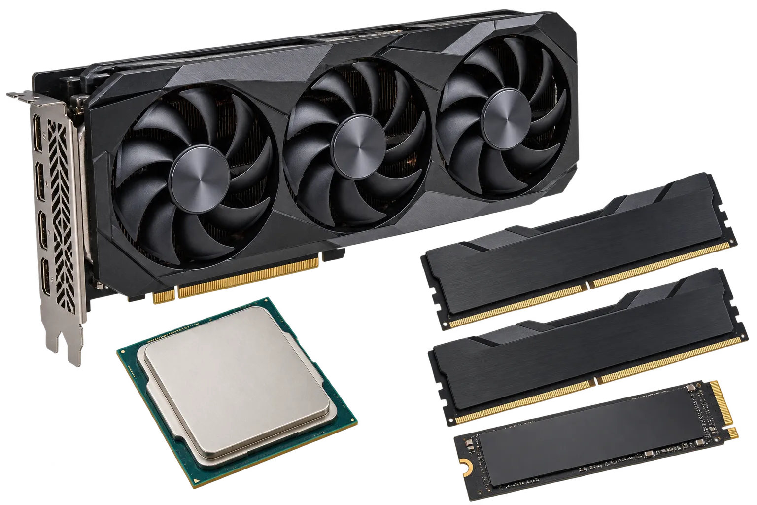 İkinci el bilgisayar parçaları: ekran kartı, işlemci, RAM ve NVMe SSD