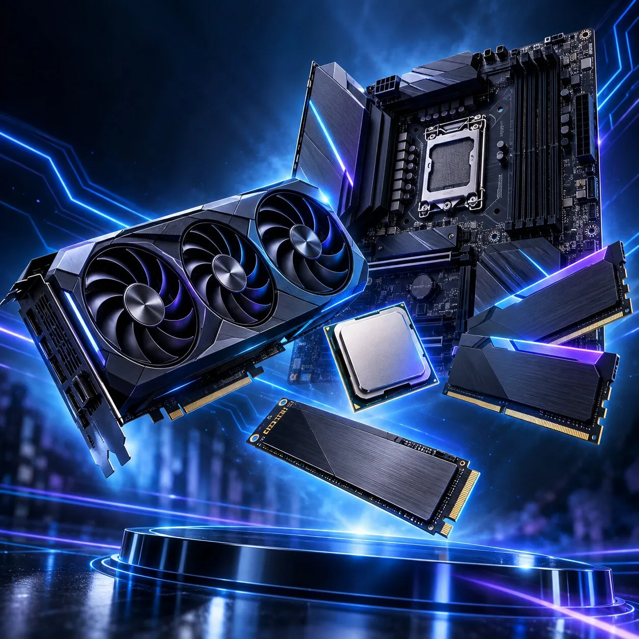 İşlemci, RAM, SSD ve ekran kartı için temsili görsel