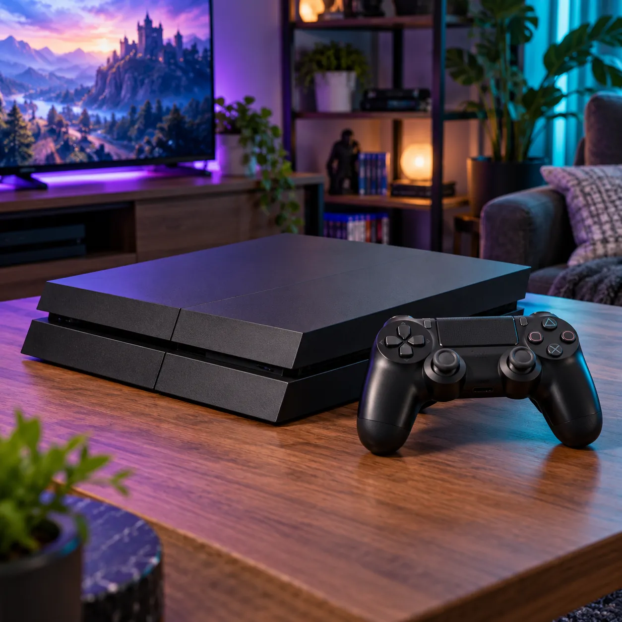 PlayStation 4 konsolu ve kumanda görseli